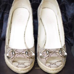 Gucci high heeled espadrilles